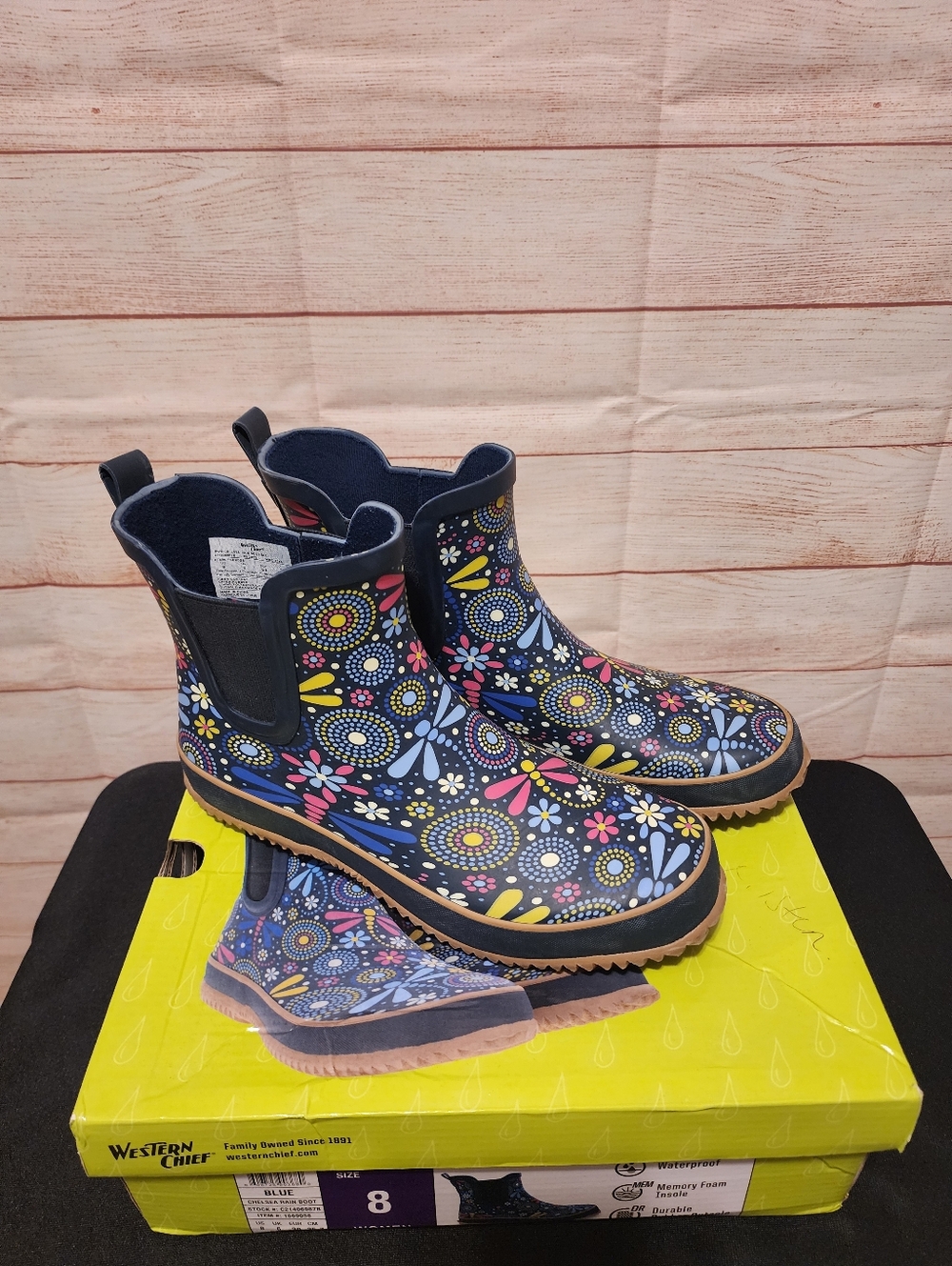 Western Chief Women's Navy Floral Rain Boots - Blue Multi